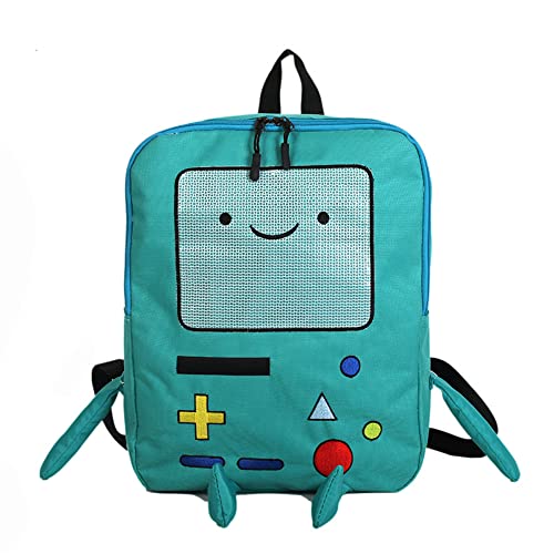 Kawaii School Backpack for Girls Boys Back to School Aesthetic Cute Adorable Canvas Bag Handheld Game Console Style Peacock Blue, Green