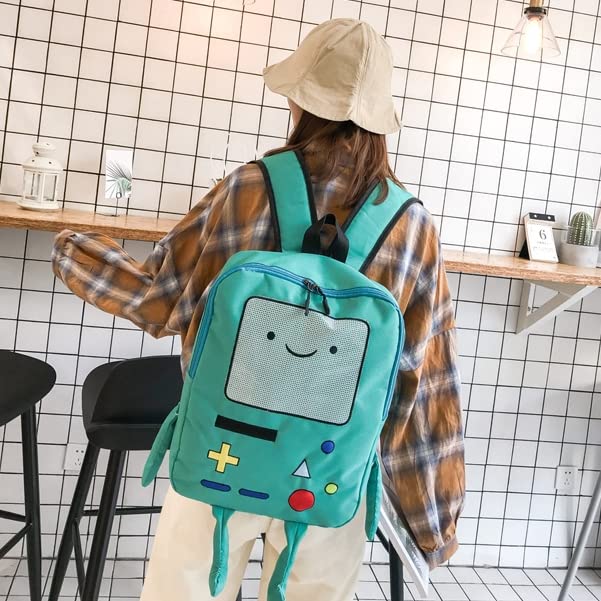 Kawaii School Backpack for Girls Boys Back to School Aesthetic Cute Adorable Canvas Bag Handheld Game Console Style Peacock Blue, Green