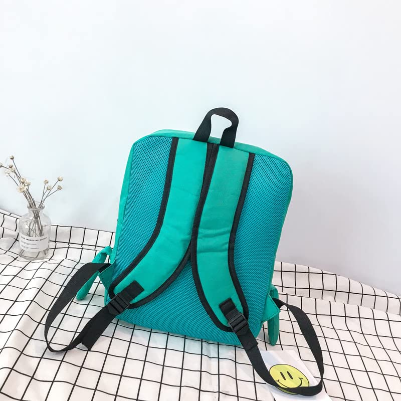 Kawaii School Backpack for Girls Boys Back to School Aesthetic Cute Adorable Canvas Bag Handheld Game Console Style Peacock Blue, Green