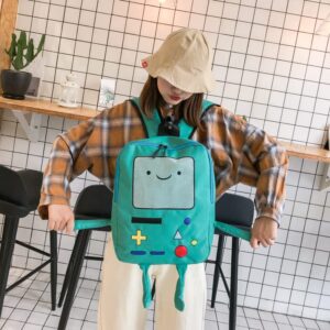 Kawaii School Backpack for Girls Boys Back to School Aesthetic Cute Adorable Canvas Bag Handheld Game Console Style Peacock Blue, Green