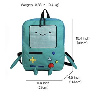 Kawaii School Backpack for Girls Boys Back to School Aesthetic Cute Adorable Canvas Bag Handheld Game Console Style Peacock Blue, Green