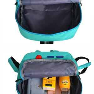 Kawaii School Backpack for Girls Boys Back to School Aesthetic Cute Adorable Canvas Bag Handheld Game Console Style Peacock Blue, Green