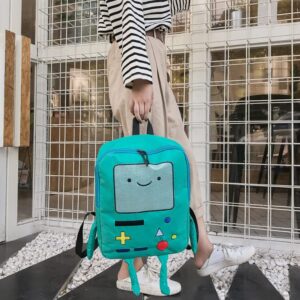 Kawaii School Backpack for Girls Boys Back to School Aesthetic Cute Adorable Canvas Bag Handheld Game Console Style Peacock Blue, Green