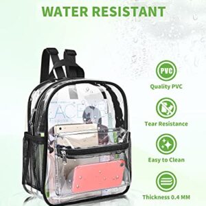 MAY TREE Clear Backpack Stadium Approved, Mini Clear Backpack, Heavy Duty Waterproof Transparent PVC Backpack (Black)