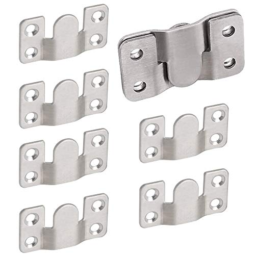 4 Pairs Flush Mount Bracket,Interlocking Furniture Connector,Stainless Steel Heavy Duty Photo Frame Hook Picture Hanger for Large Picture Display Art Gallery Wall Mount Hardware (Large-4 Pairs)