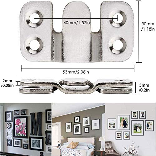 4 Pairs Flush Mount Bracket,Interlocking Furniture Connector,Stainless Steel Heavy Duty Photo Frame Hook Picture Hanger for Large Picture Display Art Gallery Wall Mount Hardware (Large-4 Pairs)