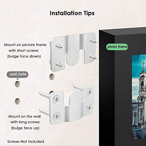 4 Pairs Flush Mount Bracket,Interlocking Furniture Connector,Stainless Steel Heavy Duty Photo Frame Hook Picture Hanger for Large Picture Display Art Gallery Wall Mount Hardware (Large-4 Pairs)