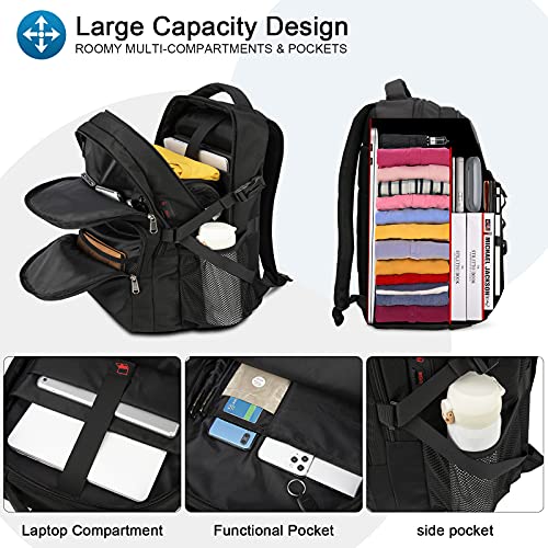 Laptop Backpack for Men Women 17 Inch Waterproof Travel Backpack Durable Laptop Backpack with USB Charging Port,Black