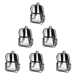 discount promos heavy duty clear plastic backpacks set of 6, bulk pack – pvc, water resistant, great for school, travel – clear/black