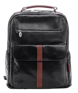 mckleinusa logan pebble grain calfskin leather 17″ leather two-tone dual-compartment laptop & tablet backpack black (19082)