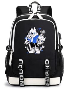 sans backpack bookbag school bag with usb charging port (black 3)