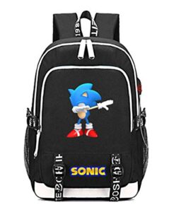 gmoke cartoon canvas laptop backpack for teen, backpack for women men with usb charging port. (black1)