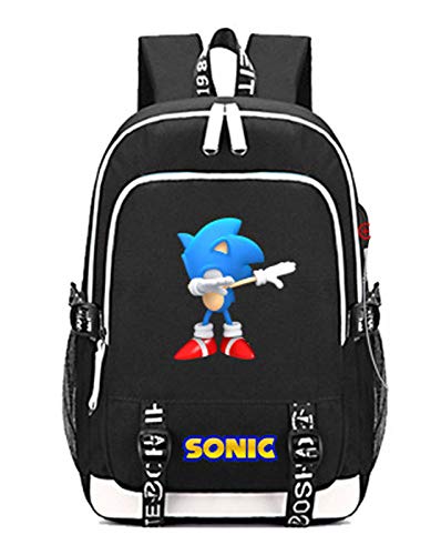 Gmoke Cartoon Canvas Laptop Backpack for Teen, Backpack for Women Men with USB Charging Port. (Black1)