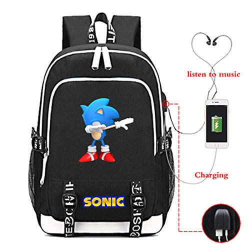 Gmoke Cartoon Canvas Laptop Backpack for Teen, Backpack for Women Men with USB Charging Port. (Black1)