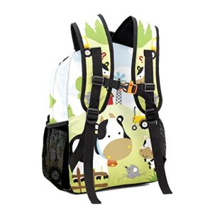 Custom Kid Backpack, Farmfield Cute Animals Cow Personalized Name School Bookbag, Customization Casual Bookbags for Student Girls Boys