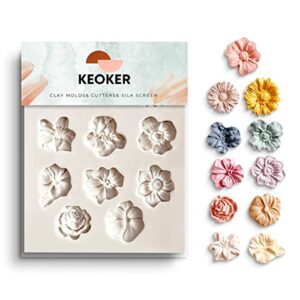 keoker flower polymer clay molds – 1 pcs polymer clay molds for jewelry making, polymer clay molds for polymer clay earrings decoration (medium flower)