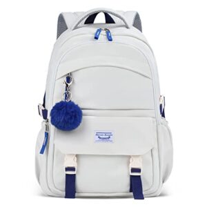 school backpack laptop computer backpack 15.6 inch anti-theft big daypack casual bag travel bookbag aesthetic cute backpacks for college large backpacks purse for boy girl teen women men student-white