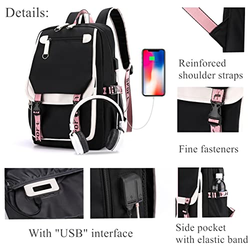 With USB Interface Secondary School Students Travel Outdoor Backpack Colorful Schoolbag For Teen Girls