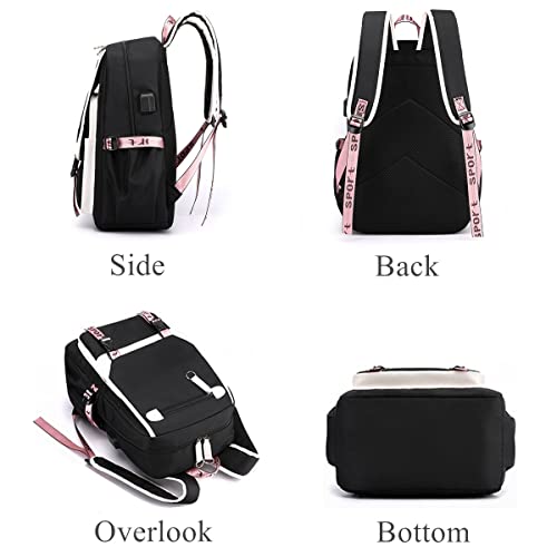 With USB Interface Secondary School Students Travel Outdoor Backpack Colorful Schoolbag For Teen Girls