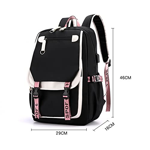 With USB Interface Secondary School Students Travel Outdoor Backpack Colorful Schoolbag For Teen Girls