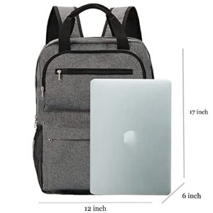 School Laptop Backpack for Women Men with Usb Charger Port Teacher Students bookbags Travel Work Computer 15.6 inch Backpacks for College Teen Boys Girls-Grey