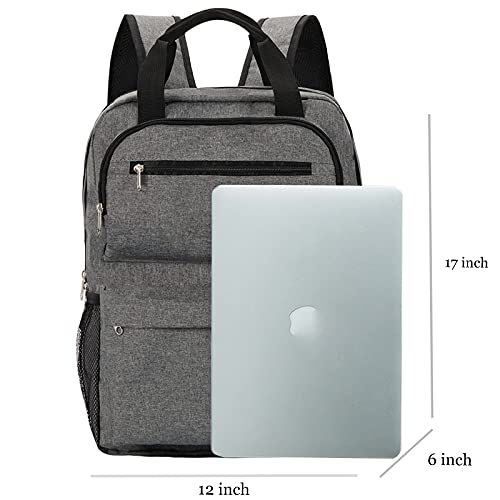 School Laptop Backpack for Women Men with Usb Charger Port Teacher Students bookbags Travel Work Computer 15.6 inch Backpacks for College Teen Boys Girls-Grey