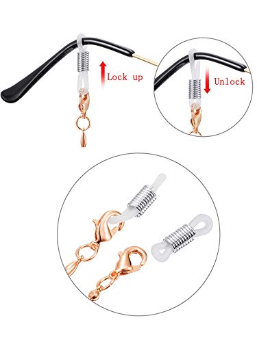 Tatuo 3 Pieces Stainless Steel Eyeglass Chain for women Cord Reading Glass Lanyard Sunglass Holder with 6 Pieces Extra Silicone Loop