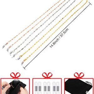 Tatuo 3 Pieces Stainless Steel Eyeglass Chain for women Cord Reading Glass Lanyard Sunglass Holder with 6 Pieces Extra Silicone Loop