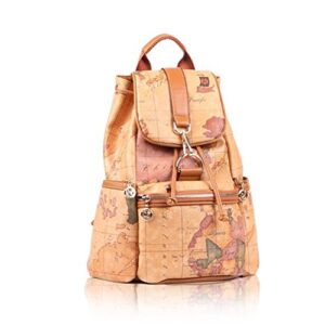faux leather vintage novelty world map backpack travel lacing bag hot 03