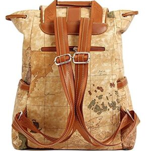 Faux Leather Vintage Novelty World Map Backpack Travel Lacing Bag Hot 03