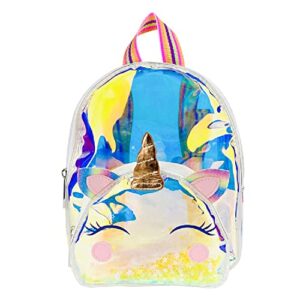 holographic clear unicorn girl backpack purse see-through casual daypack satchel travel shoulder bag