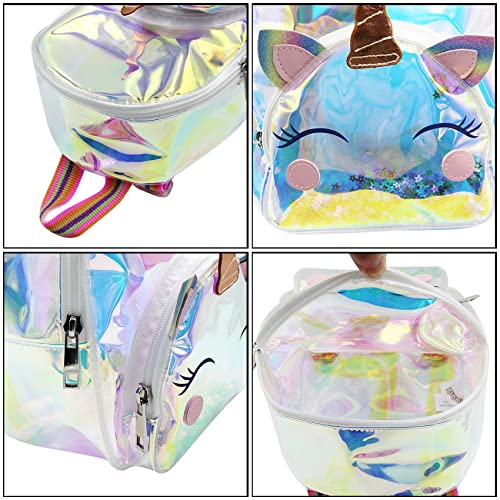 Holographic Clear Unicorn Girl Backpack Purse See-through Casual Daypack Satchel Travel Shoulder Bag