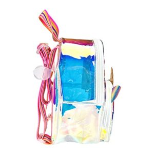 Holographic Clear Unicorn Girl Backpack Purse See-through Casual Daypack Satchel Travel Shoulder Bag