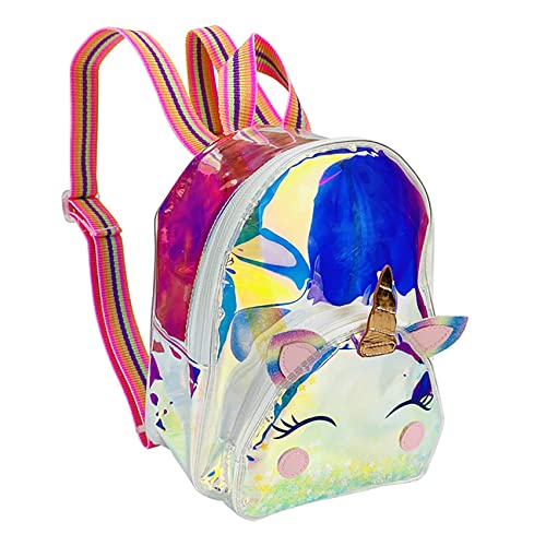 Holographic Clear Unicorn Girl Backpack Purse See-through Casual Daypack Satchel Travel Shoulder Bag