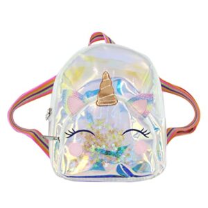 Holographic Clear Unicorn Girl Backpack Purse See-through Casual Daypack Satchel Travel Shoulder Bag