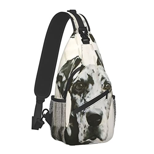 Hicyyu Harlequin Great Dane Outdoor Crossbody Shoulder Bag For Unisex Young Adult Hiking Sling Backpack