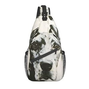 Hicyyu Harlequin Great Dane Outdoor Crossbody Shoulder Bag For Unisex Young Adult Hiking Sling Backpack