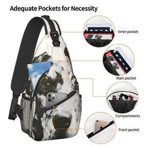 Hicyyu Harlequin Great Dane Outdoor Crossbody Shoulder Bag For Unisex Young Adult Hiking Sling Backpack