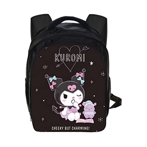 Cartoon Cute Backpack Ku-ro-mi My-Melody Cinn-amo-roll Cosplay Schoolbag Kawaii Student School Bag for Girls Birthday Gifts black 25