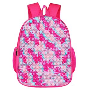 cnryrio large pop fidget backpack pop it school backpack 16″ girls and boys 1-12 years adjustable straps waterproof, girls pink