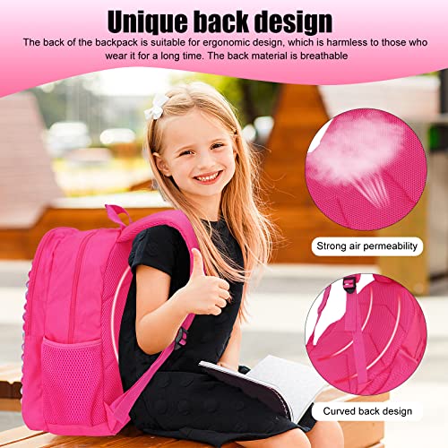 CNRYRIO Large Pop Fidget Backpack Pop It School Backpack 16" Girls and Boys 1-12 Years Adjustable Straps Waterproof, Girls Pink