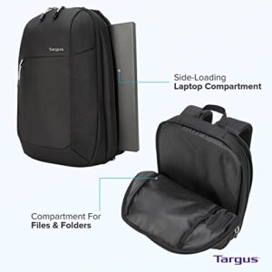 Targus Intellect Essentials Backpack for Lightweight Water-Resistant Slim Travel with Padded Back Support, Quick Access Stash Pouch, Protective Sleeve for 15.6-Inch Laptop Backpack, Black (TSB966GL)