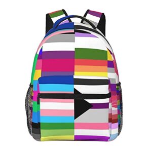 sweet tang student laptop backpack college carrying bag casual durable lightweight travel sports daypacks compatible with lesbian gay lgbt pride flags, one size