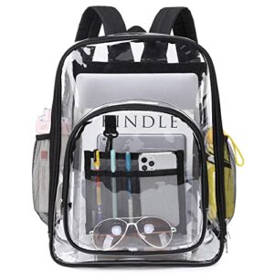 clear backpack men women heavy duty pvc plastic transparent school backpack see through bookbags for teen girls boys (black)