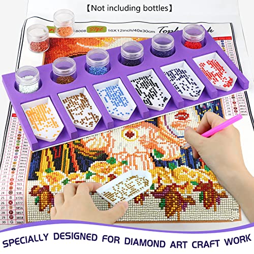 Diamond Painting Accessories Tray Organizer, Art Painting Beads Sorting Storage containers, Diamond Art Tools Kits for Glitter Rhinestones/5D Diamond Embroidery/DIY Crafts (6 Slots Trays)