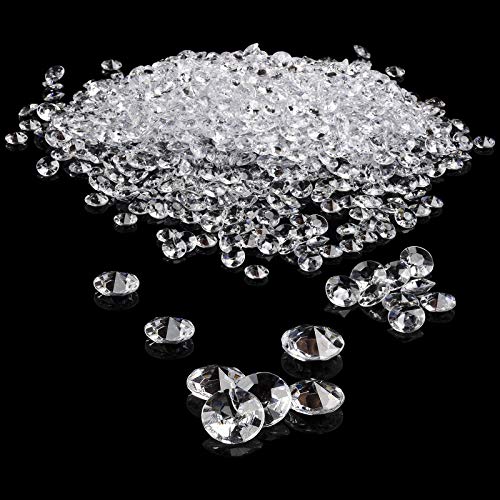 TeeLiy 1000pcs Clear 0.4inch Fake Plastic Diamonds for Vase Fillers Table Scatters, Acrylic Crystals Diamond gems Beads for Craft Decoration Weddding Table Scattering Birthday Deco (Clear)