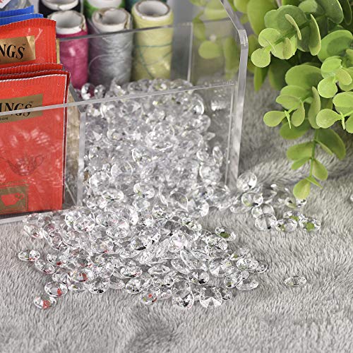 TeeLiy 1000pcs Clear 0.4inch Fake Plastic Diamonds for Vase Fillers Table Scatters, Acrylic Crystals Diamond gems Beads for Craft Decoration Weddding Table Scattering Birthday Deco (Clear)