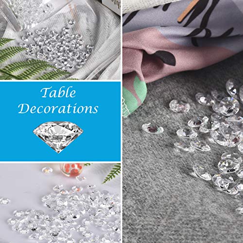 TeeLiy 1000pcs Clear 0.4inch Fake Plastic Diamonds for Vase Fillers Table Scatters, Acrylic Crystals Diamond gems Beads for Craft Decoration Weddding Table Scattering Birthday Deco (Clear)