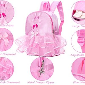 HICCUPfish Cute Ballet Dance Bag Princess Backpack Pink Shoulder Bag Girls (Tutu shoes)