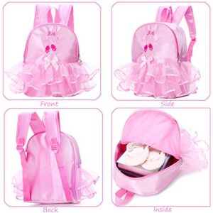 HICCUPfish Cute Ballet Dance Bag Princess Backpack Pink Shoulder Bag Girls (Tutu shoes)